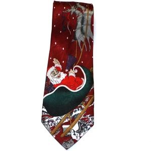 Santa & Reindeer Christmas Tie Firenze Italy Silk